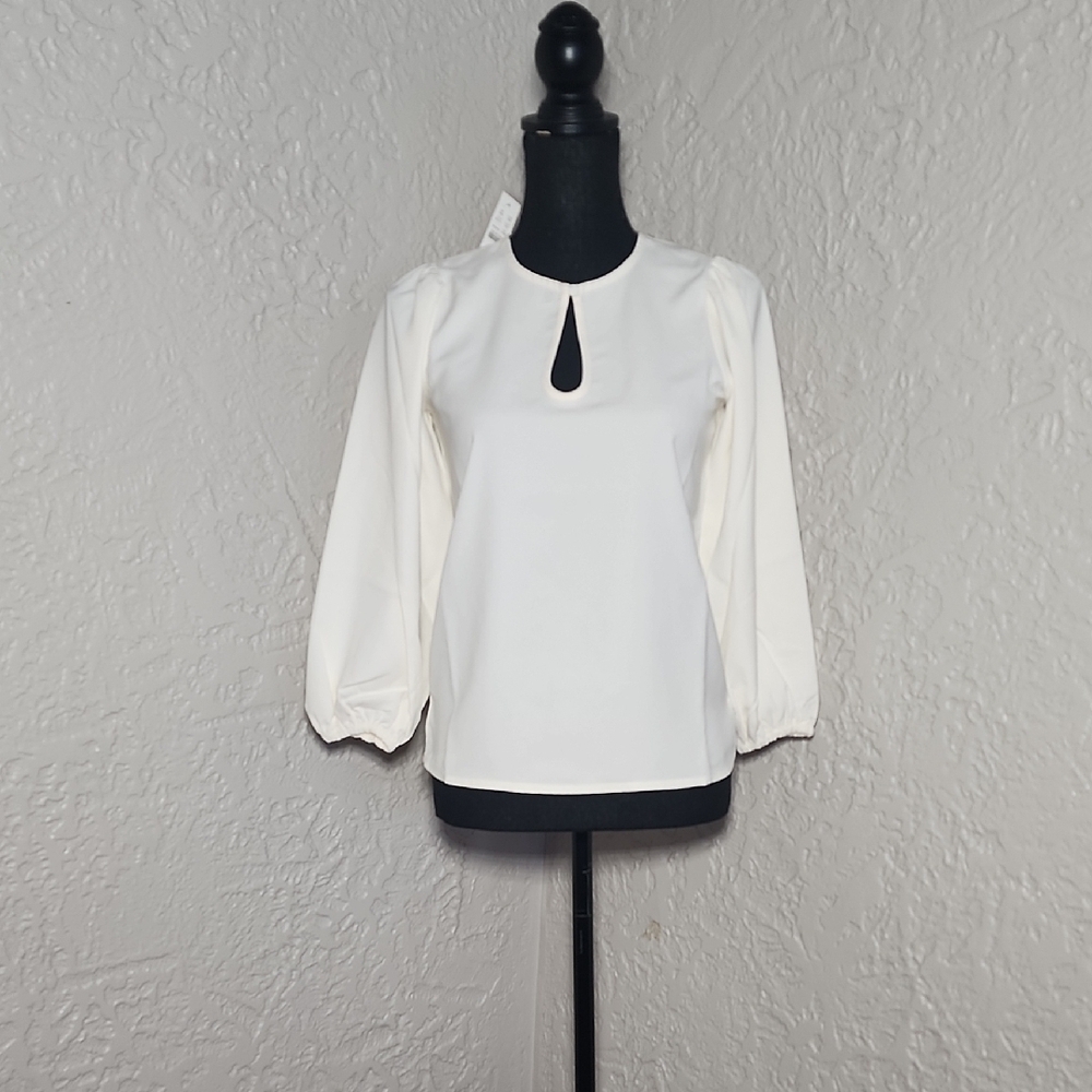 J. Crew 3/4 Sleeve Bib Collar Blouse